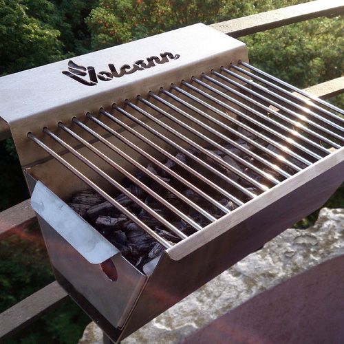 Volcann Balcony Wall Mount Railing Hanging Portable BBQ Grill Stainless
